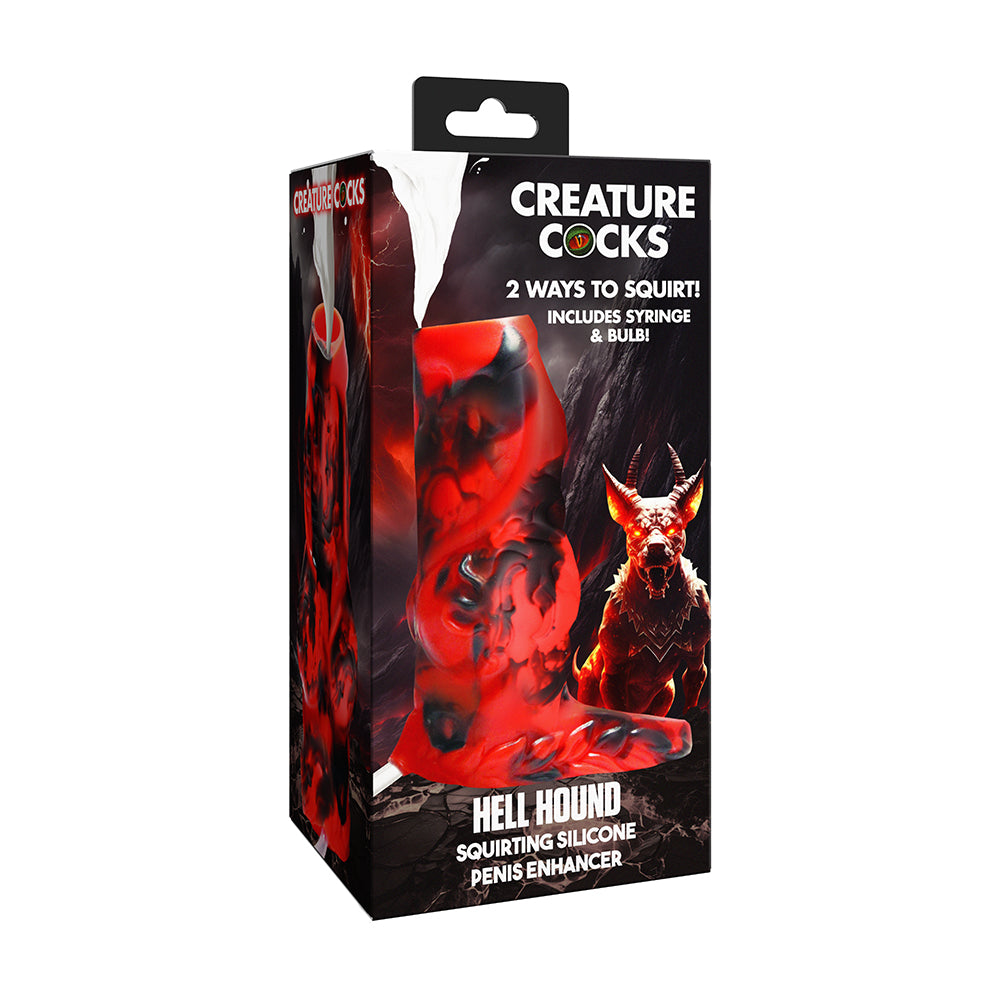 XR Brands - Creature Cocks Hell Hound Squirting Silicone Penis Enhancer Red - Penis Extension & Sleeves