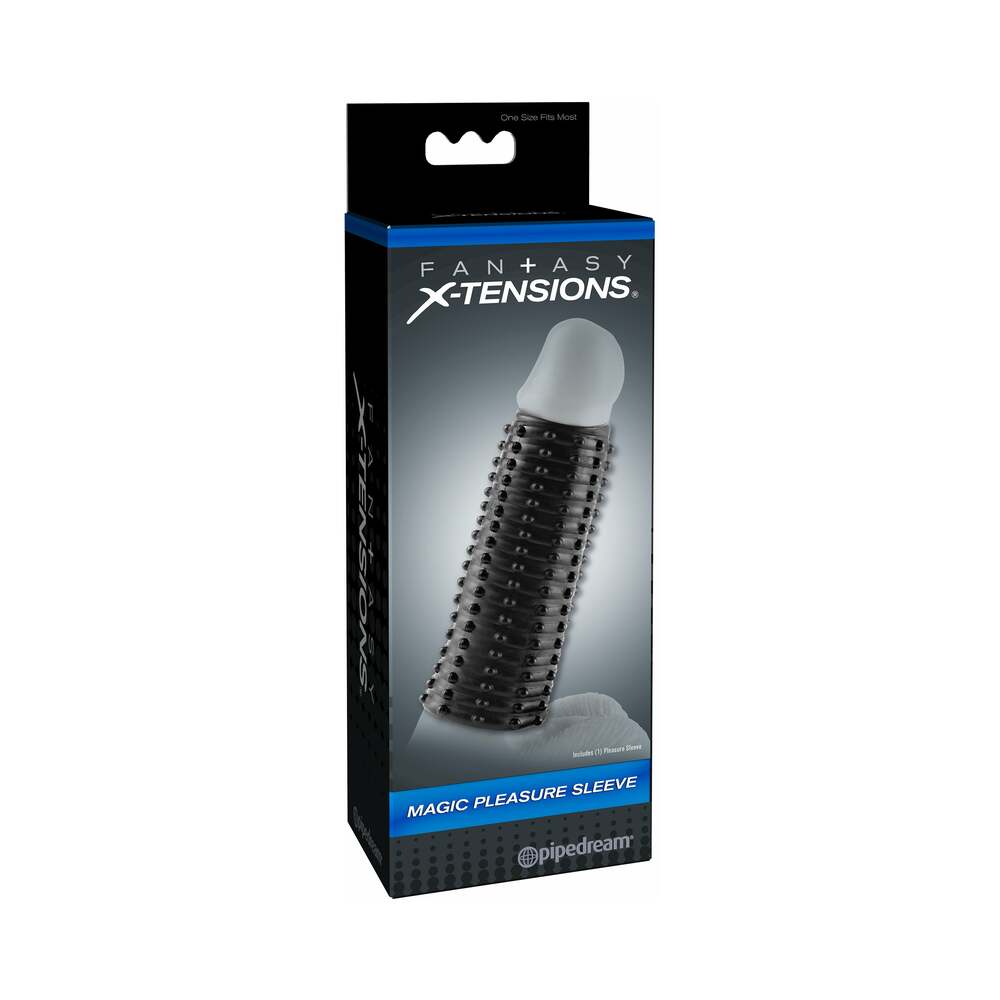 Pipedream - Fantasy X-tensions Magic Pleasure Sleeve Black - Penis Extension & Sleeves - TPE/TPR/Elastomers