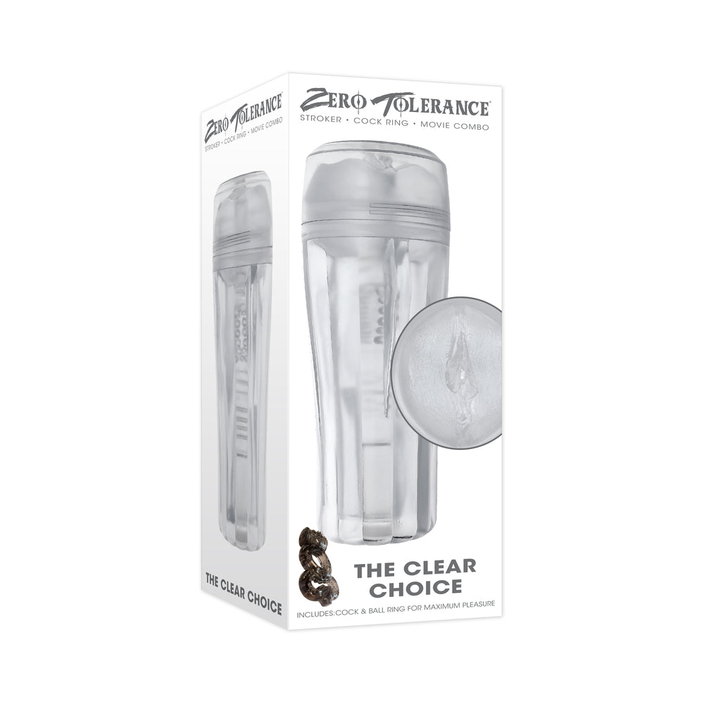 Zero Tolerance - Zero Tolerance The Clear Choice Stroker TPE Clear - Masturbation Aids for Males - TPE/TPR/Elastomers