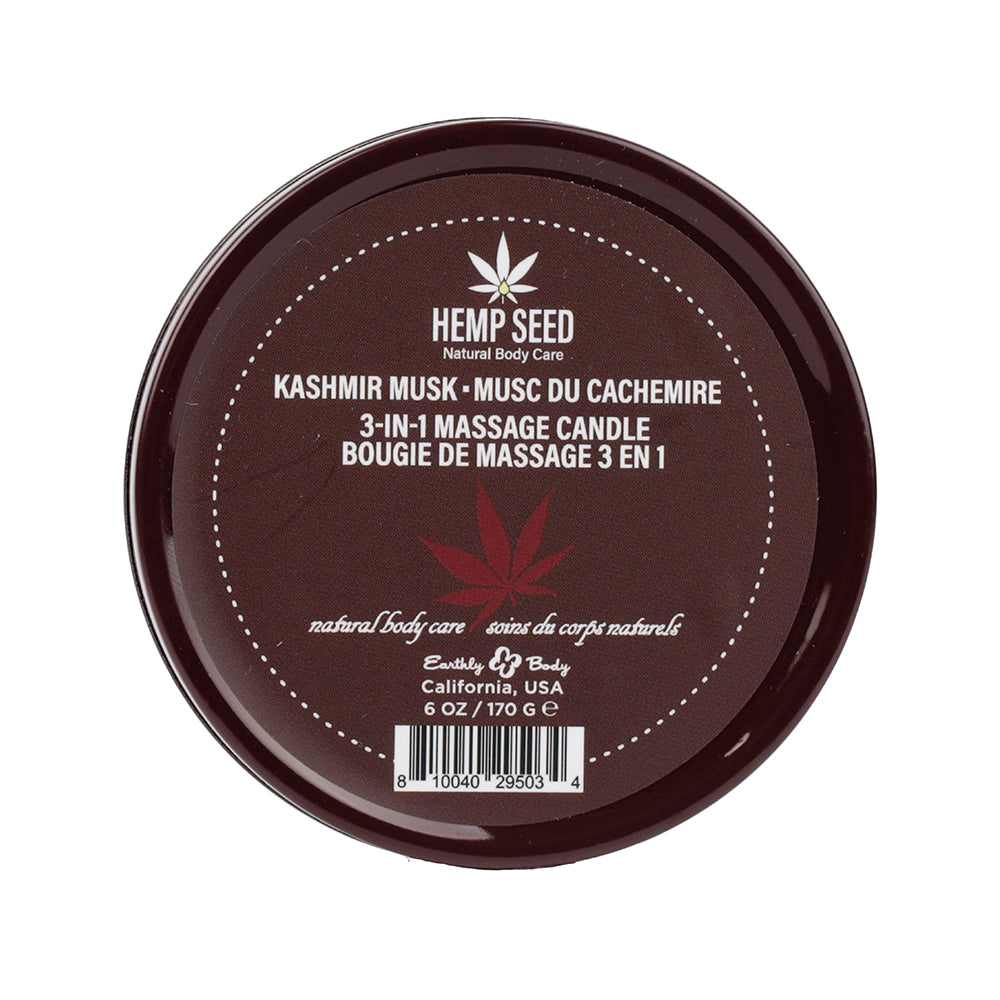 Earthly Body - Earthly Body Hemp Seed 3-in-1 Massage Candle Kashmir Musk 6 oz. - Lubricants, Creams & Glides - Wax