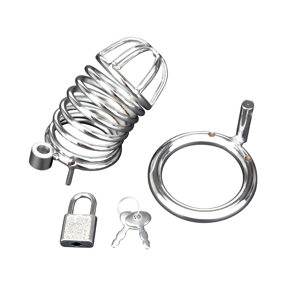 Electric Eel - Blue Line Deluxe Chastity Cage Silver - General - Metal