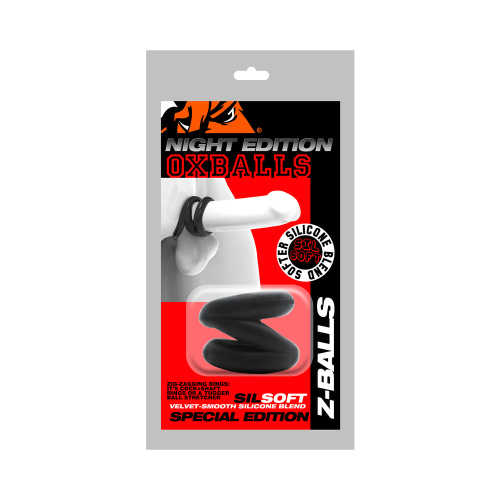Oxballs - Oxballs Z-Balls Zig-Zag Cockring / Ballstretcher Special Edition Night - Cockrings - Silicone