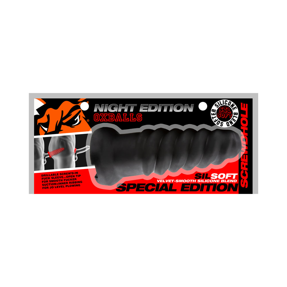 Oxballs - Oxballs Screwdhole Screw''d-In Open Tip Masturbator Special Edition Night - Masturbation Aids for Males - Silicone