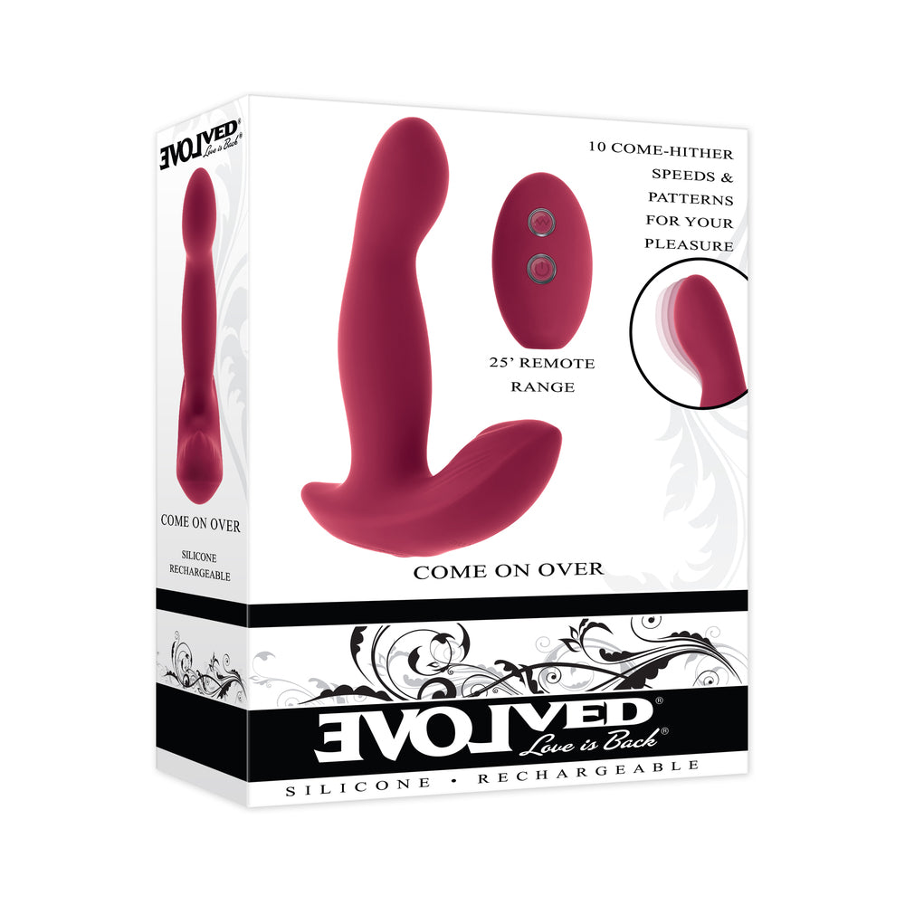 Evolved - Evolved Come On Over Rechargeable Silicone Remote-Controlled Come-Hither Vibrator Burgundy - Vibrators - Silicone