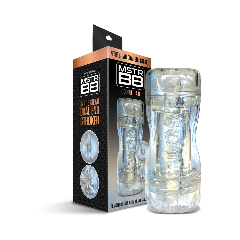 Global Novelties - MSTR B8 In The Clear Double Date Dual End Stroker - Masturbation Aids for Males - TPE/TPR/Elastomers