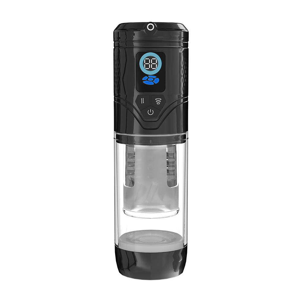 Shots - PUMPED Sensurge Automatic Rechargeable Heating Suction Masturbator Black - Masturbation Aids for Males