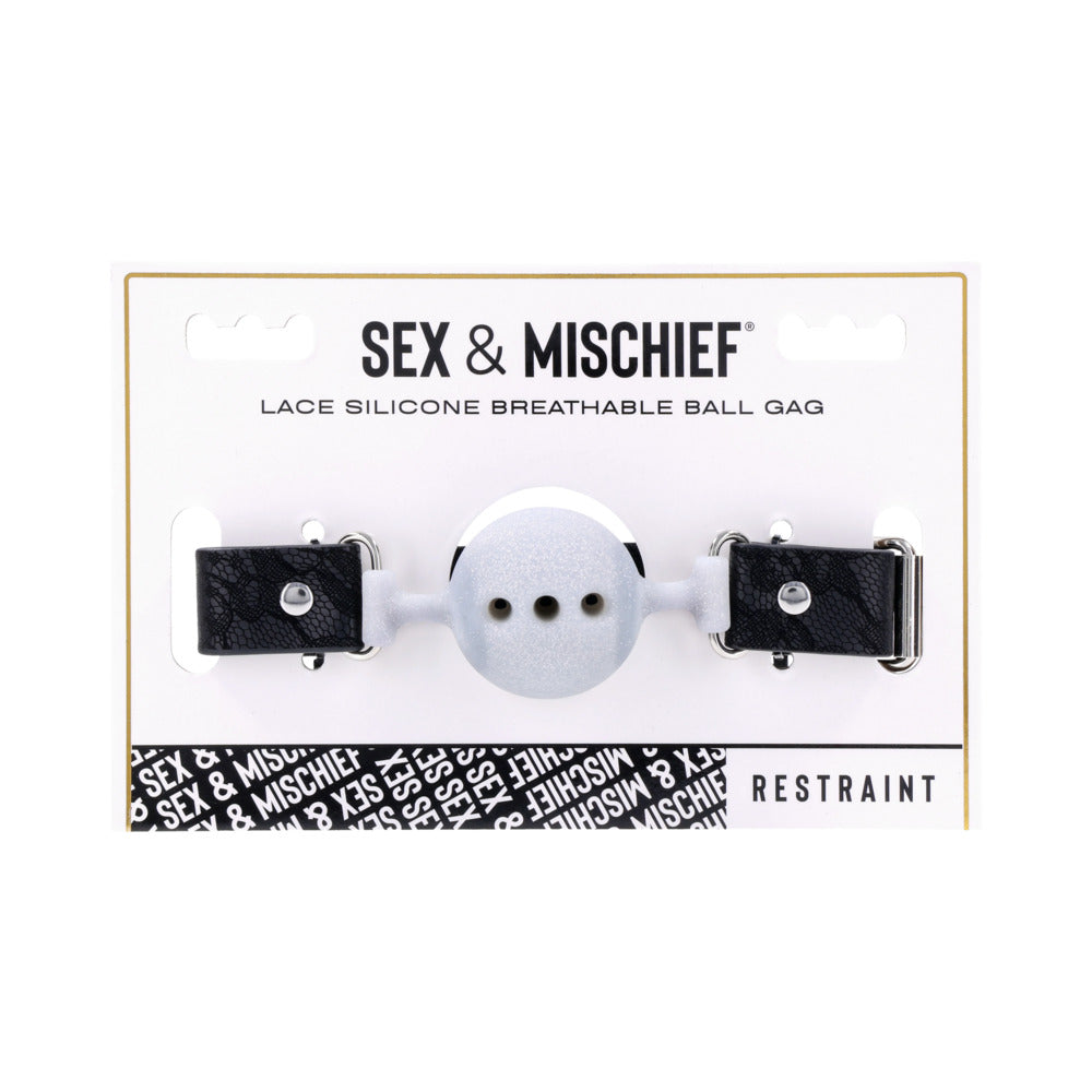 Sportsheets - Sportsheets Sex & Mischief Lace Silicone Breathable Ball Gag - Bondage & Fetish Toys