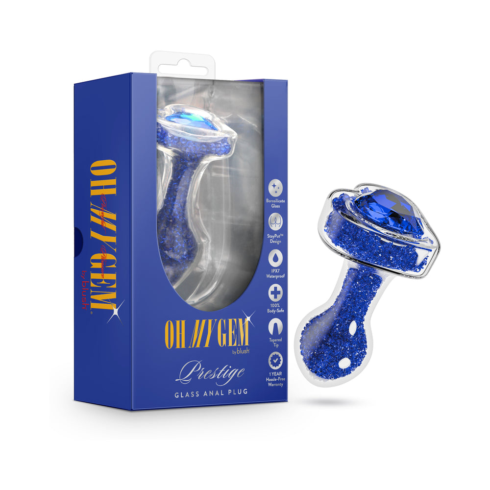 Blush - Oh My Gem Prestige Glass Anal Plug Blue - Anal Toys & Stimulators - Glass