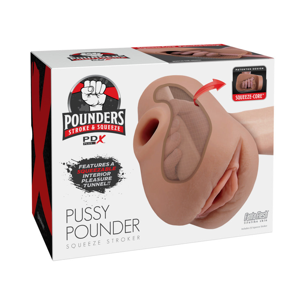 PDX Brands - PDX Plus Pussy Pounder Squeeze Stroker Brown - Masturbation Aids for Males