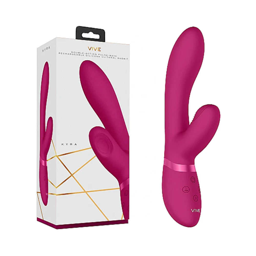 Shots - VIVE KYRA Rechargeable Pulse-Wave Silicone Rabbit Vibrator Pink - Vibrators - Silicone