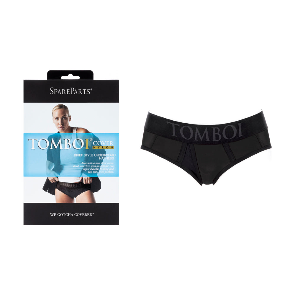SpareParts - SpareParts Tomboi Cover Brief Style Underwear Harness Nylon Black/Black XS - Harnesses & Strap-Ons - Nylon