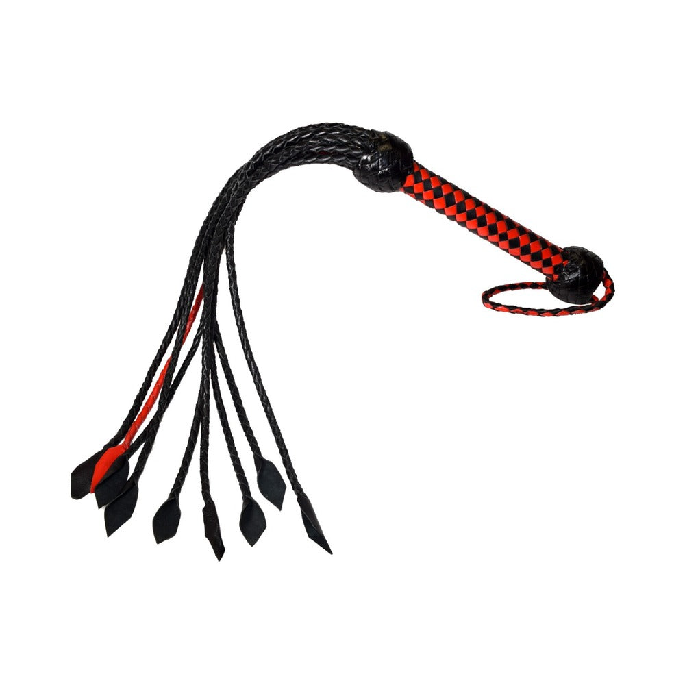 Prowler RED - Prowler RED Short Handle Flogger Black/Red - Bondage & Fetish Toys - Leather