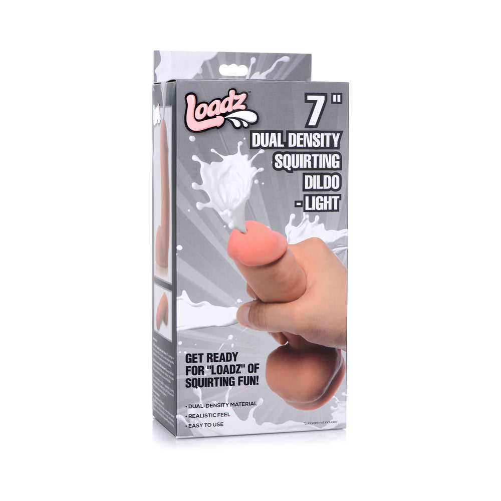 XR Brands - Loadz 7 in. Dual Density Squirting Dildo Light - Dildos - TPE/TPR/Elastomers