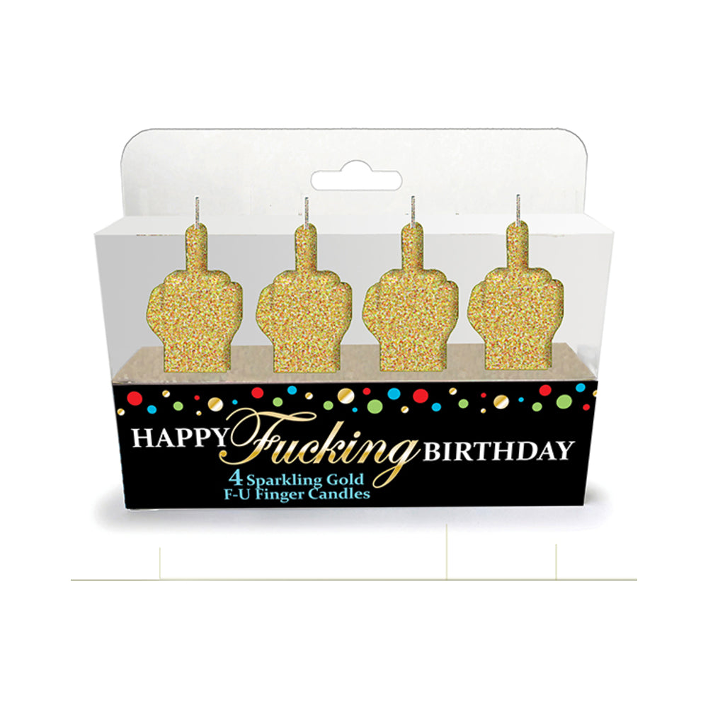 Little Genie - Happy Fucking Birthday Glitter Middle Finger Candles 4-Pack - Novelties & Games - Wax