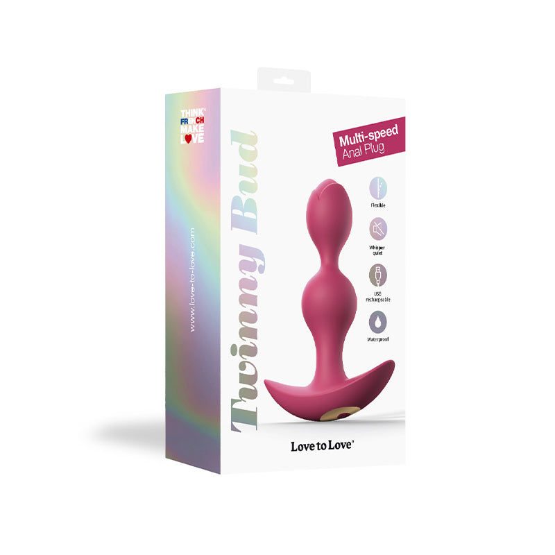Lovely Planet - Love to Love Twinny Bud Rechargeable Silicone Multi-Speed Vibrating Anal Plug Plum - Anal Toys & Stimulators - Silicone
