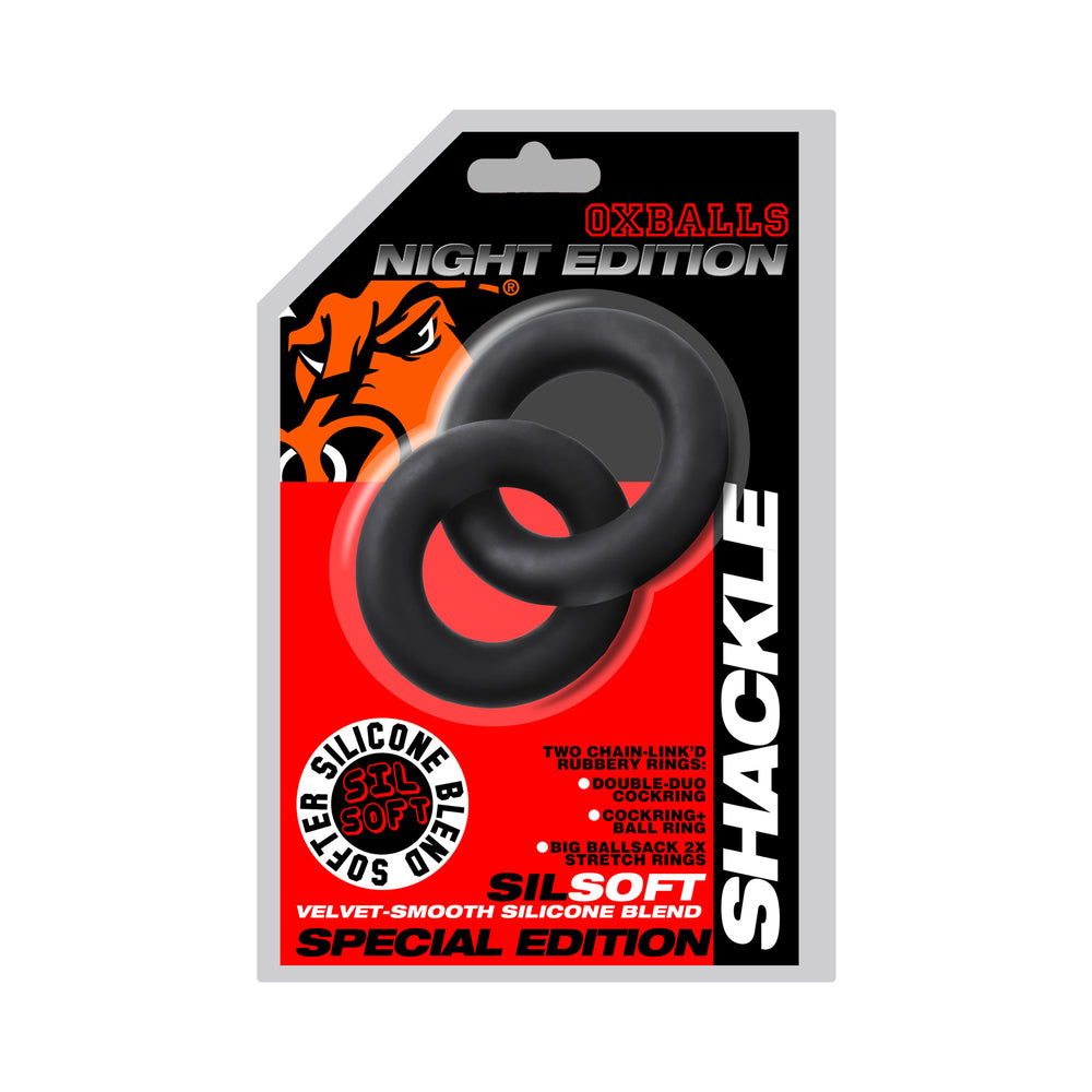 Oxballs - Oxballs Shackle Double Link''d Cock/Ball Rings Special Edition Night - Cockrings - Silicone