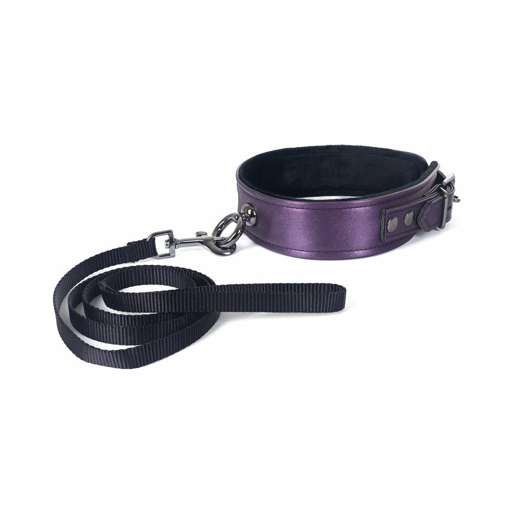 Spartacus - Galaxy Legend Collar and Leash Purple - Bondage & Fetish Toys - Faux Leather/Vegan Leather