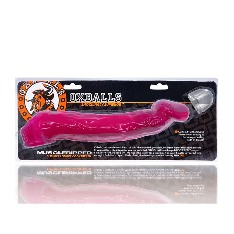 Oxballs - Oxballs Muscle Ripped Cocksheath Hot Pink - Bondage & Fetish Toys - TPE/TPR/Elastomers