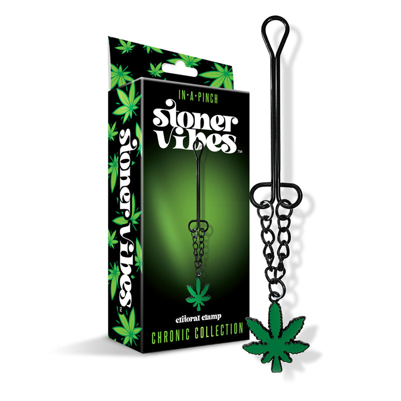 Global Novelties - Stoner Vibes Chronic Collection Clitoral Clamp with Chain - Bondage & Fetish Toys - Metal