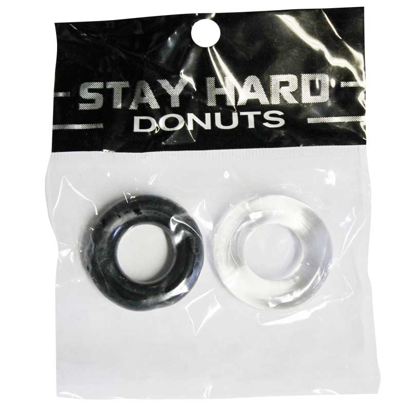 Si Novelties - SI Power Stretch Donuts 2pk Black/Clear - Cockrings - TPE/TPR/Elastomers