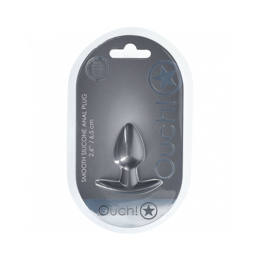 Shots - Ouch! Smooth Silicone Anal Plug Small 2.6 in. Gun Metal - Anal Toys & Stimulators - Silicone