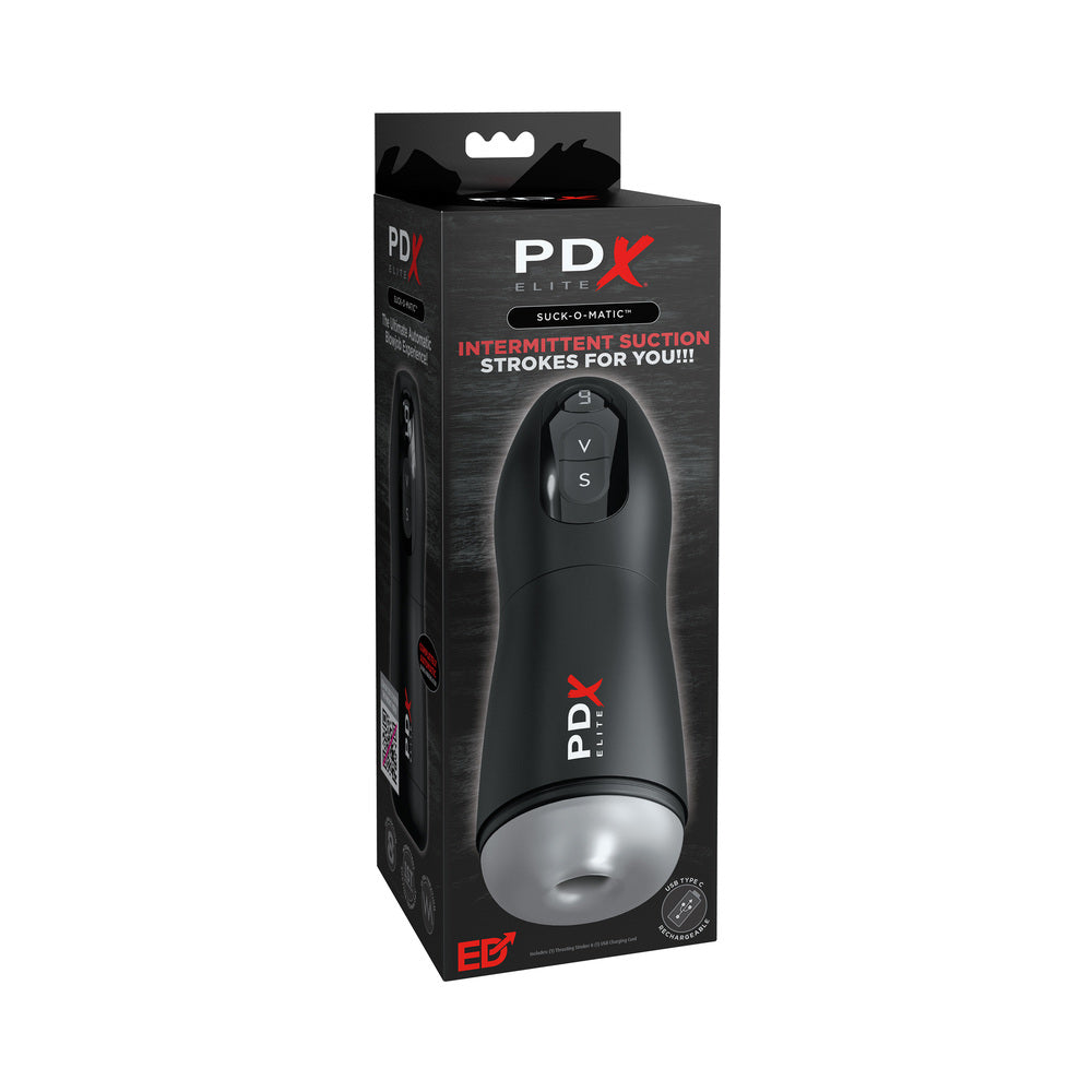 PDX Brands - PDX Elite Suck-O-Matic Frosted/Black - Masturbation Aids for Males - TPE/TPR/Elastomers
