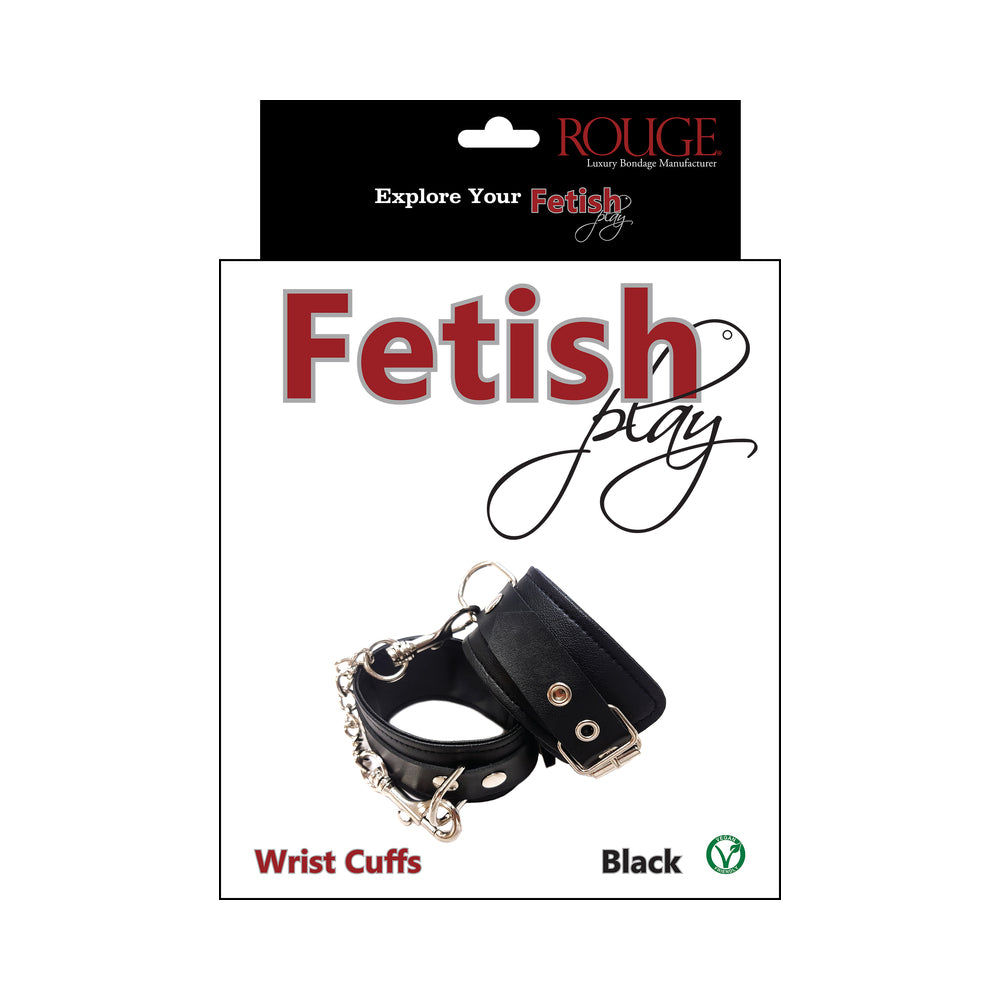Rouge Garments - Rouge Fetish Play Vegan Wrist Cuffs Black - Bondage & Fetish Toys - Faux Leather/Vegan Leather