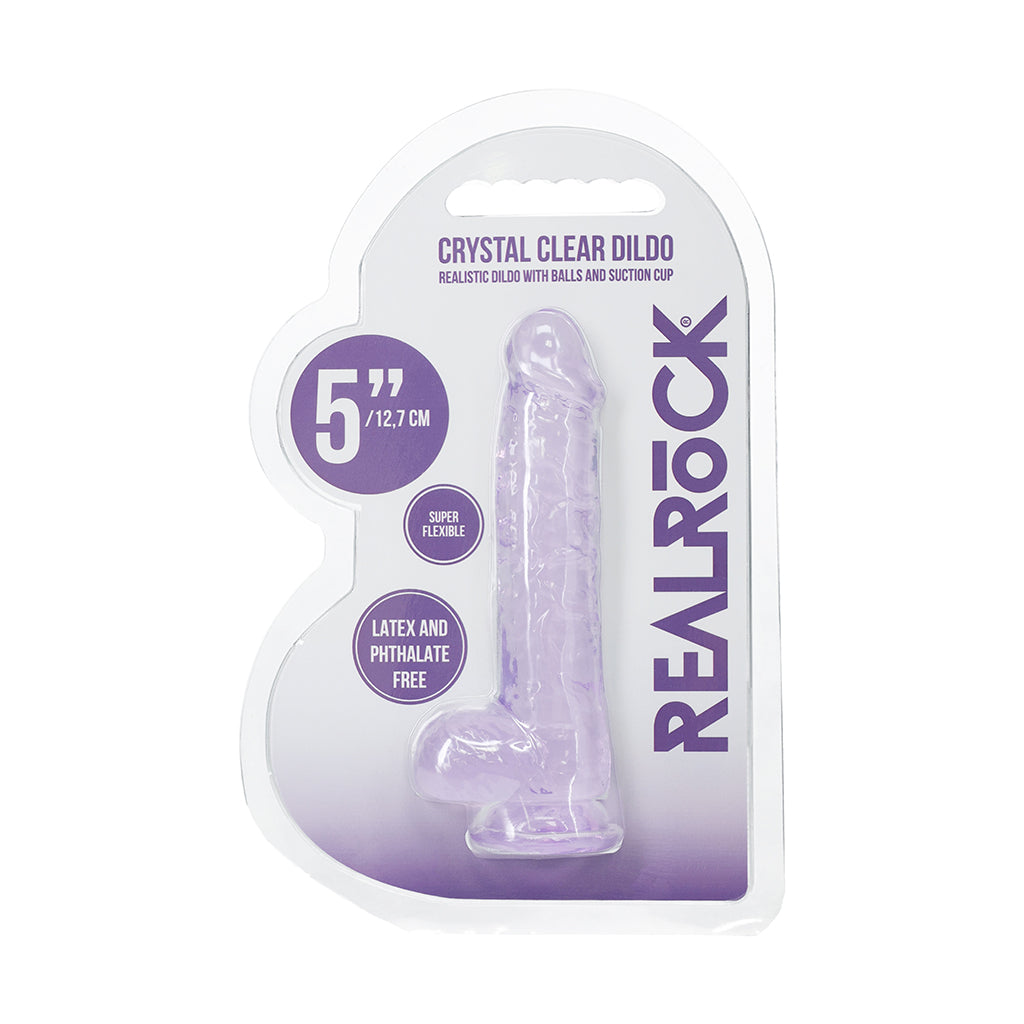 Shots - RealRock Realistic 5 in. Dildo with Balls Purple - Dildos