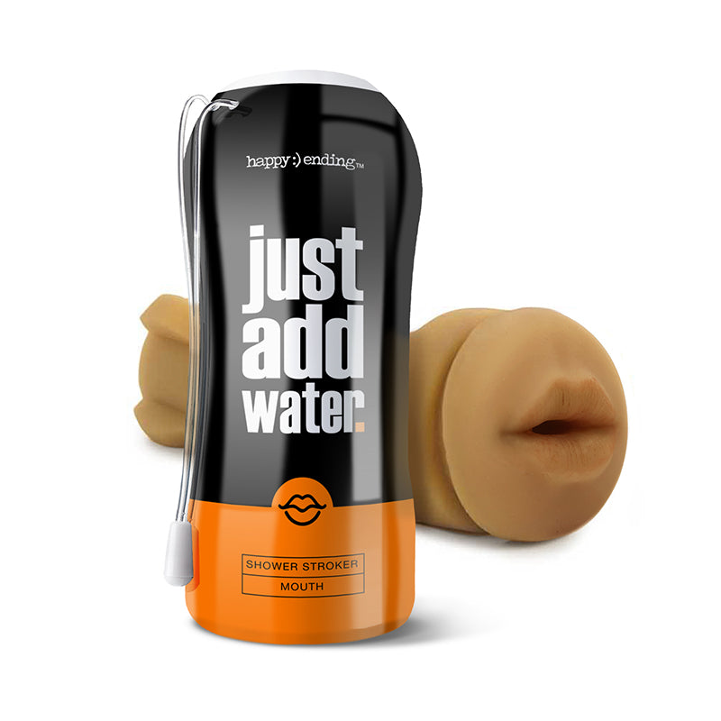 Global Novelties - Happy Ending Just Add Water Self-Lubricating Shower Stroker - Mouth - Masturbation Aids for Males - TPE/TPR/Elastomers