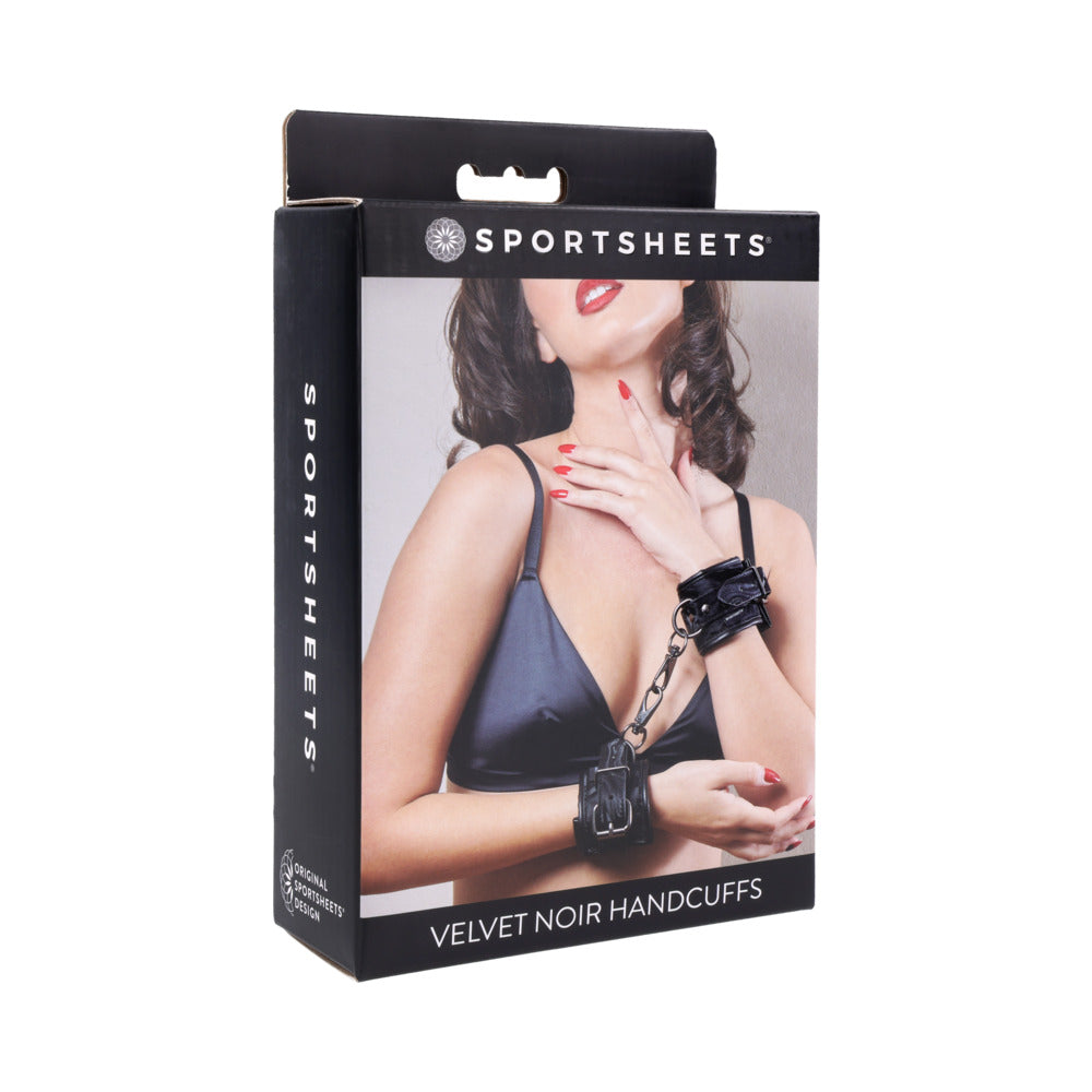 Sportsheets - Sportsheets Velvet Noir Handcuffs - Bondage & Fetish Toys - Faux Leather/Vegan Leather