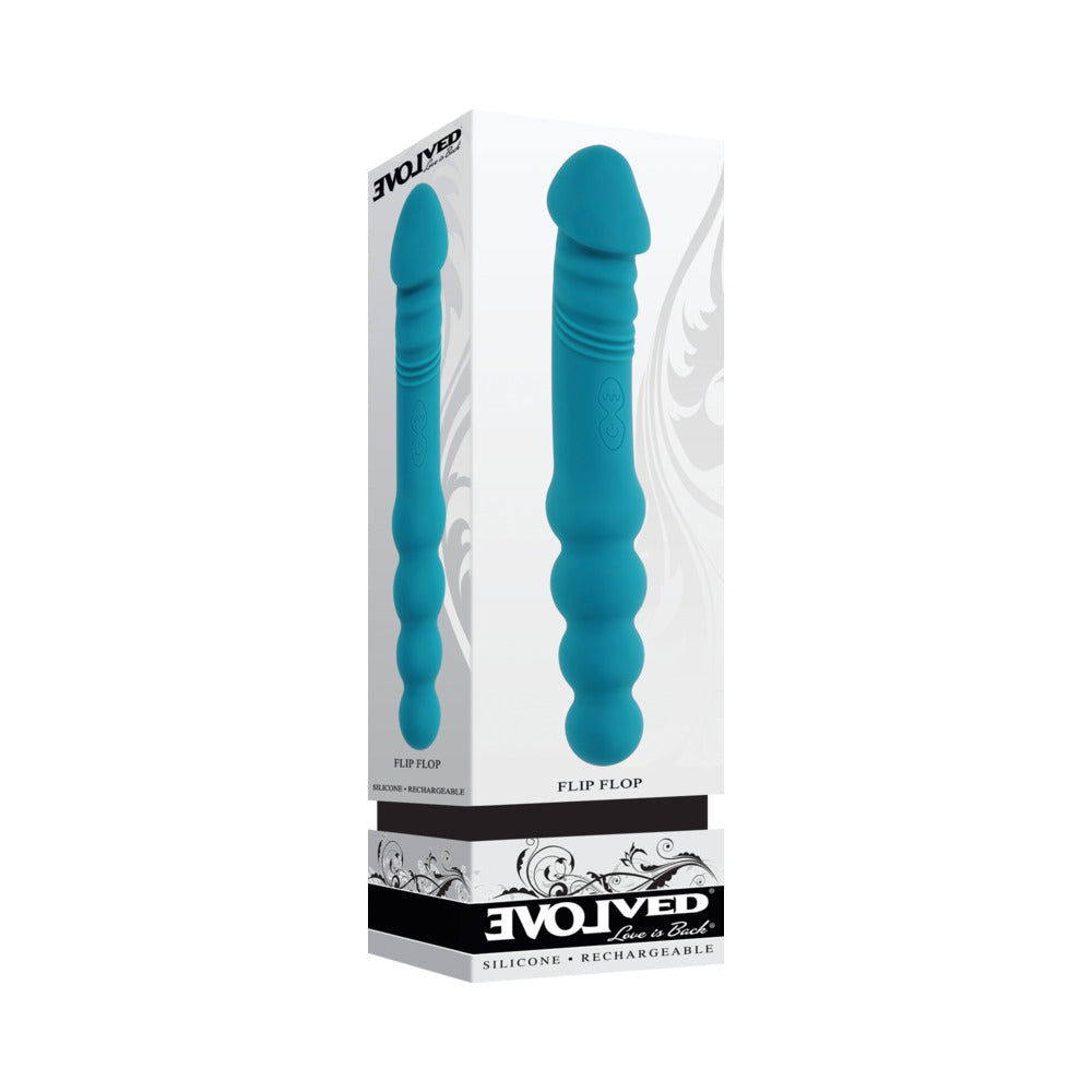 Evolved - Evolved Flip Flop Rechargeable Silicone Dual-Ended Vibrator Teal - Vibrators - Silicone