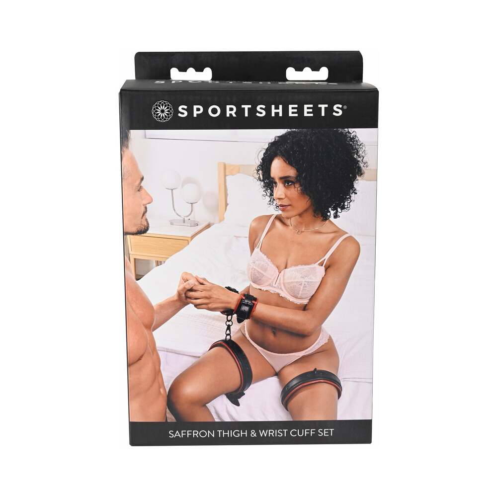 Sportsheets - Sportsheets Saffron Adjustable Thigh & Wrist Cuff Set - Bondage & Fetish Toys - Polyurethane