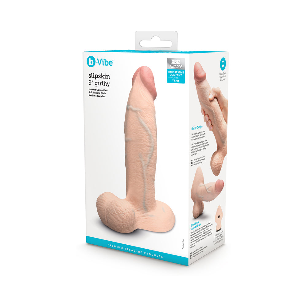 b-Vibe - b-Vibe Slipskin Realistic Silicone Dildo 9 in. Girthy Cream - Dildos
