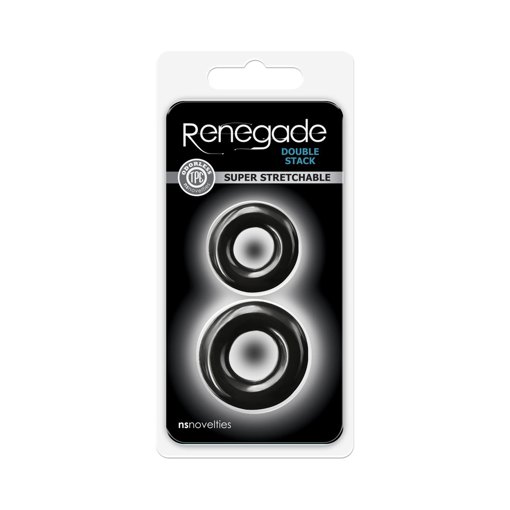 NS Novelties - Renegade Double Stack Cock Rings 2-Pack Black - Cockrings - TPE/TPR/Elastomers