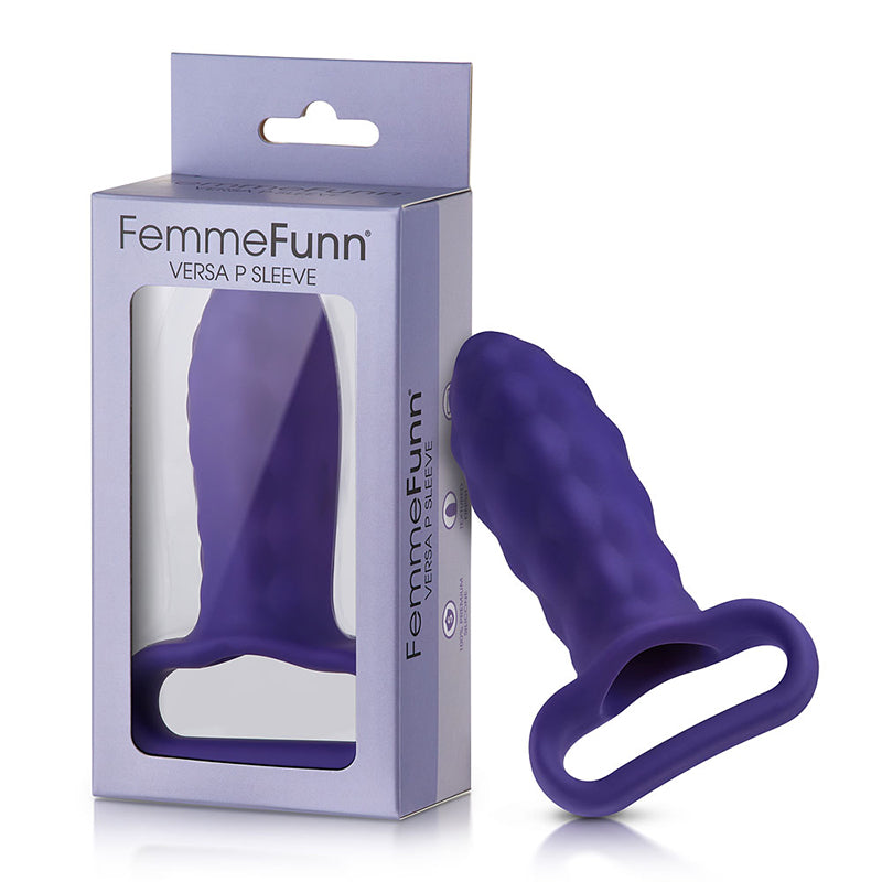 FemmeFunn - FemmeFunn Versa P Sleeve Textured Silicone Bullet Sheath Dark Purple - Vibrators - Silicone