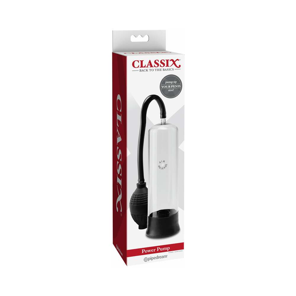 Pipedream - Classix Power Pump Clear/Black - Pumps & Enlargers - TPE/TPR/Elastomers