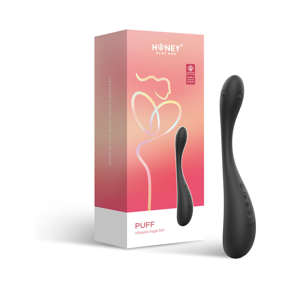 Honey Play Box - Honey Play Box Puff App-Controlled Inflatable Kegel Ball Black - Vibrators - Silicone