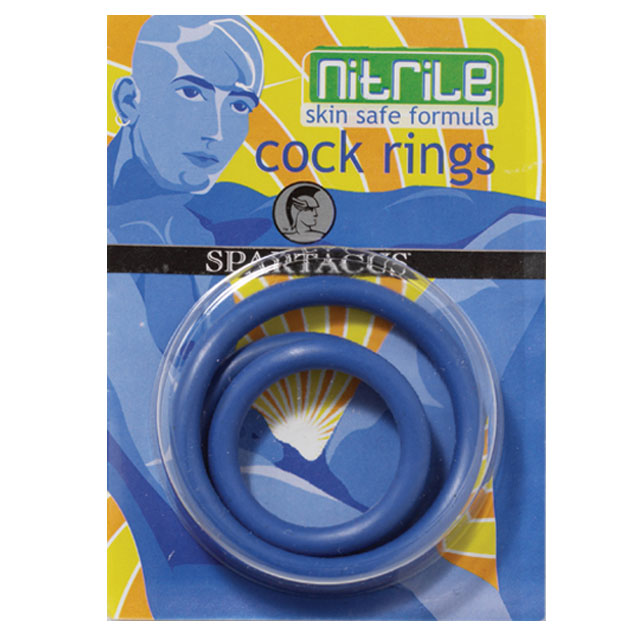 Spartacus - Nitrile Cock Ring Set (Blue/3) - Cockrings