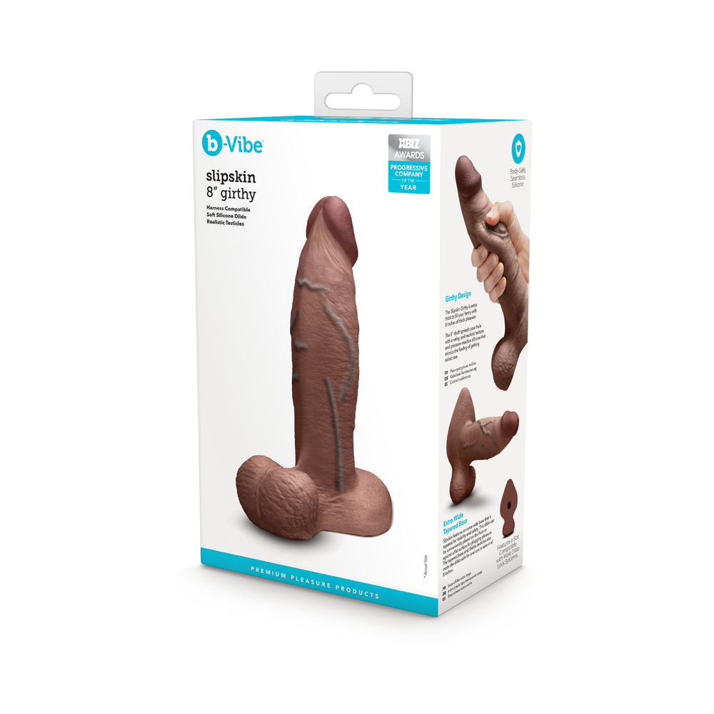 b-Vibe - b-Vibe Slipskin Realistic Silicone Dildo 8 in. Girthy Brown - Dildos