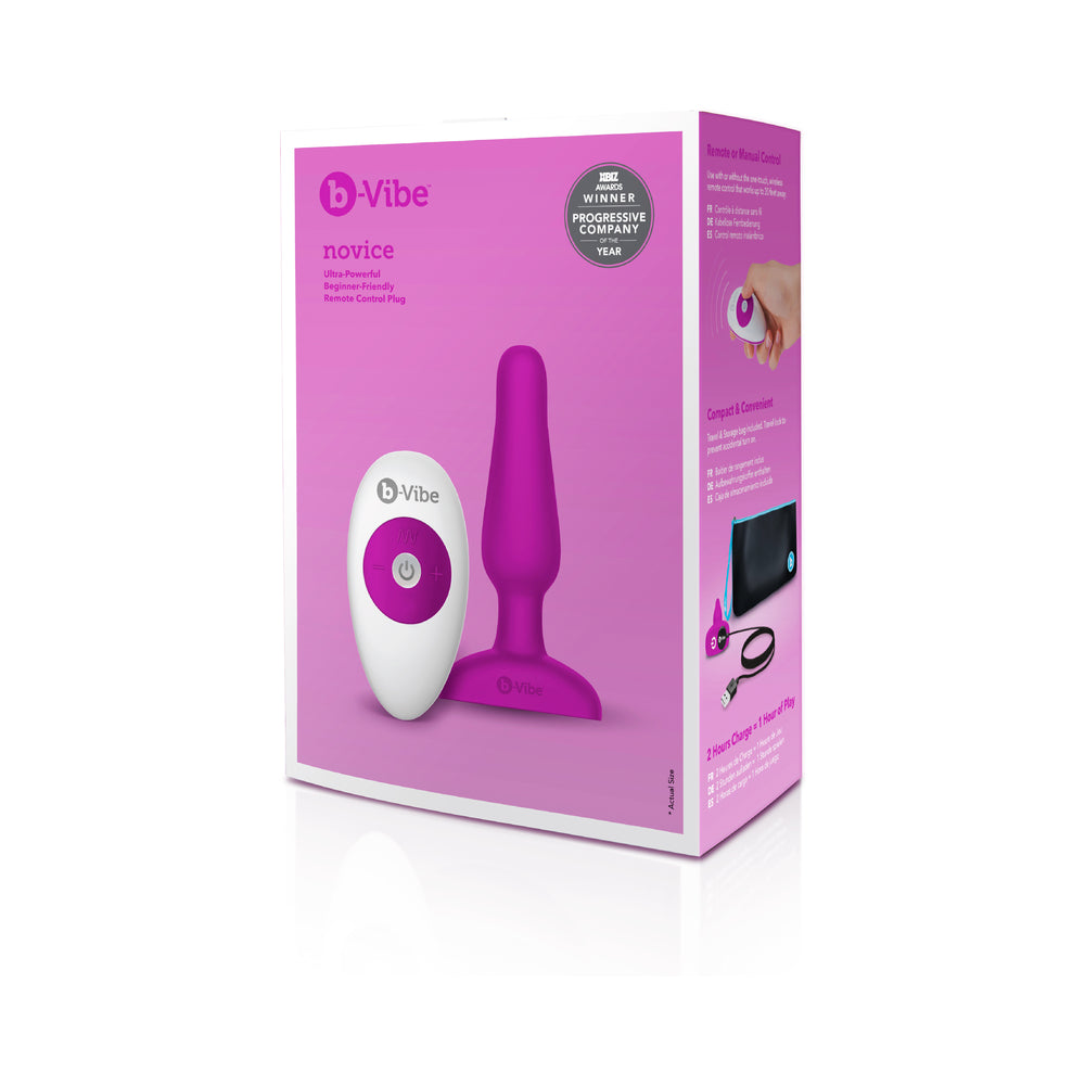 b-Vibe - b-Vibe Novice Rechargeable Remote-Controlled Vibrating Silicone Anal Plug Fuchsia - Anal Toys & Stimulators - Silicone