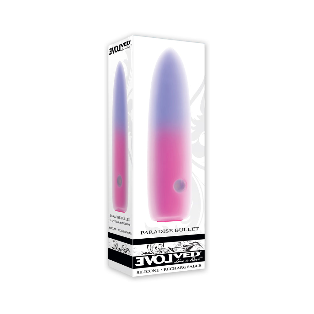 Evolved - Evolved Paradise Bullet Rechargeable Dual Layer Silicone Bullet Vibrator Pink/Purple - Vibrators - Silicone