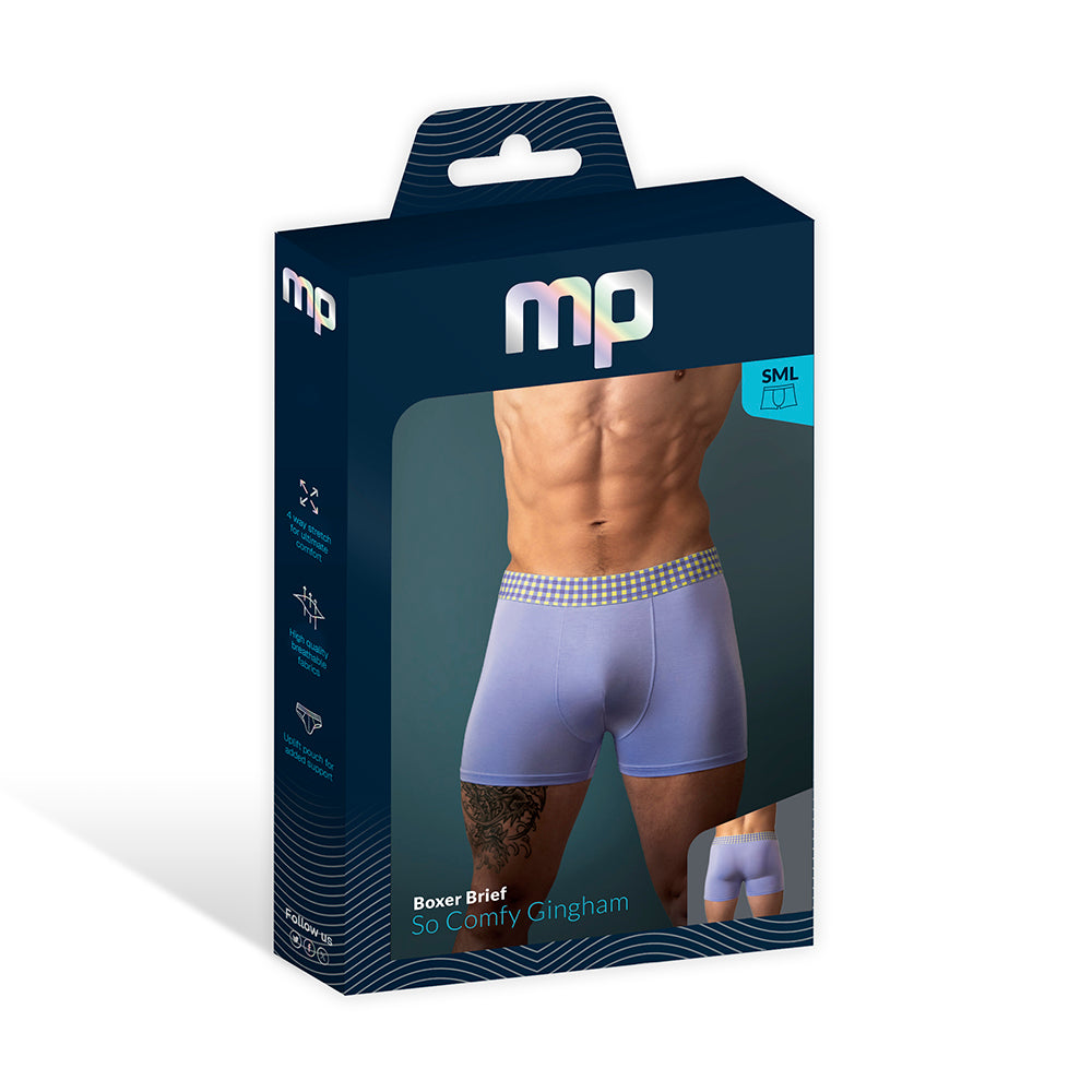 Male Power - Male Power So Cumfy Gingham Boxer Brief Purple S - General