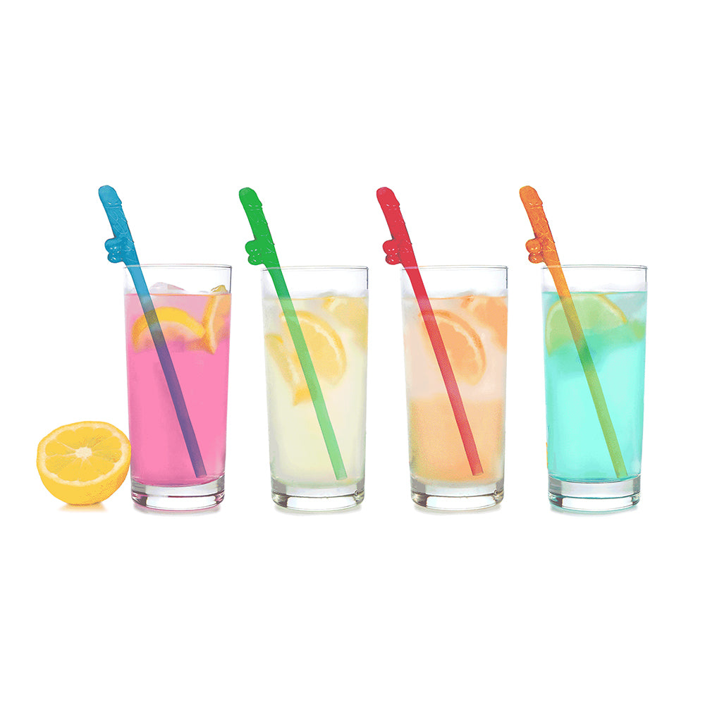 Little Genie - Super Fun Penis Party Straws 8-Pack Multicolor - Novelties & Games