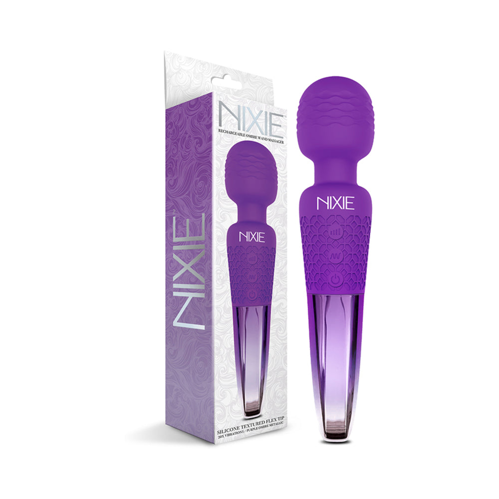 Global Novelties Nixie Rechargeable Wand Massager Purple Ombre Metallic