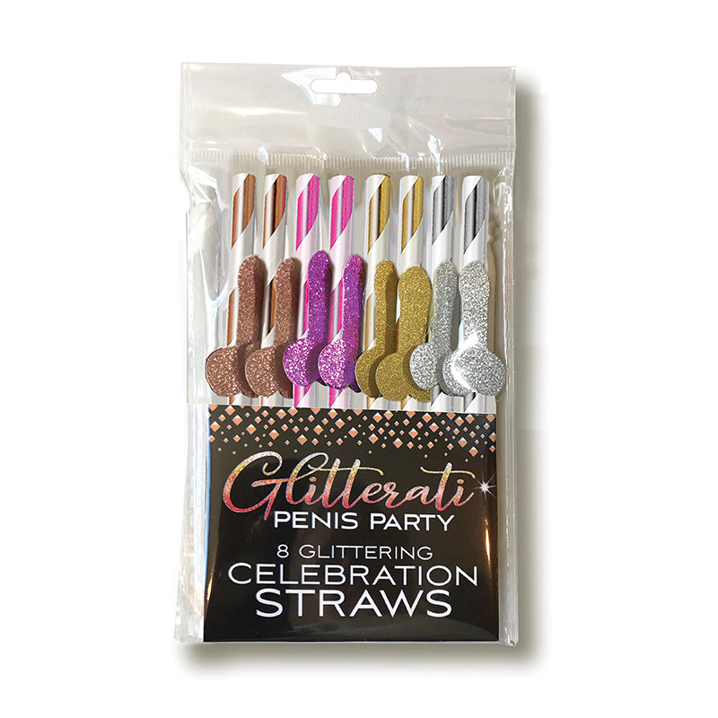 Little Genie - Glitterati Penis Party Cocktail Celebration Straws 8-Pack - Novelties & Games