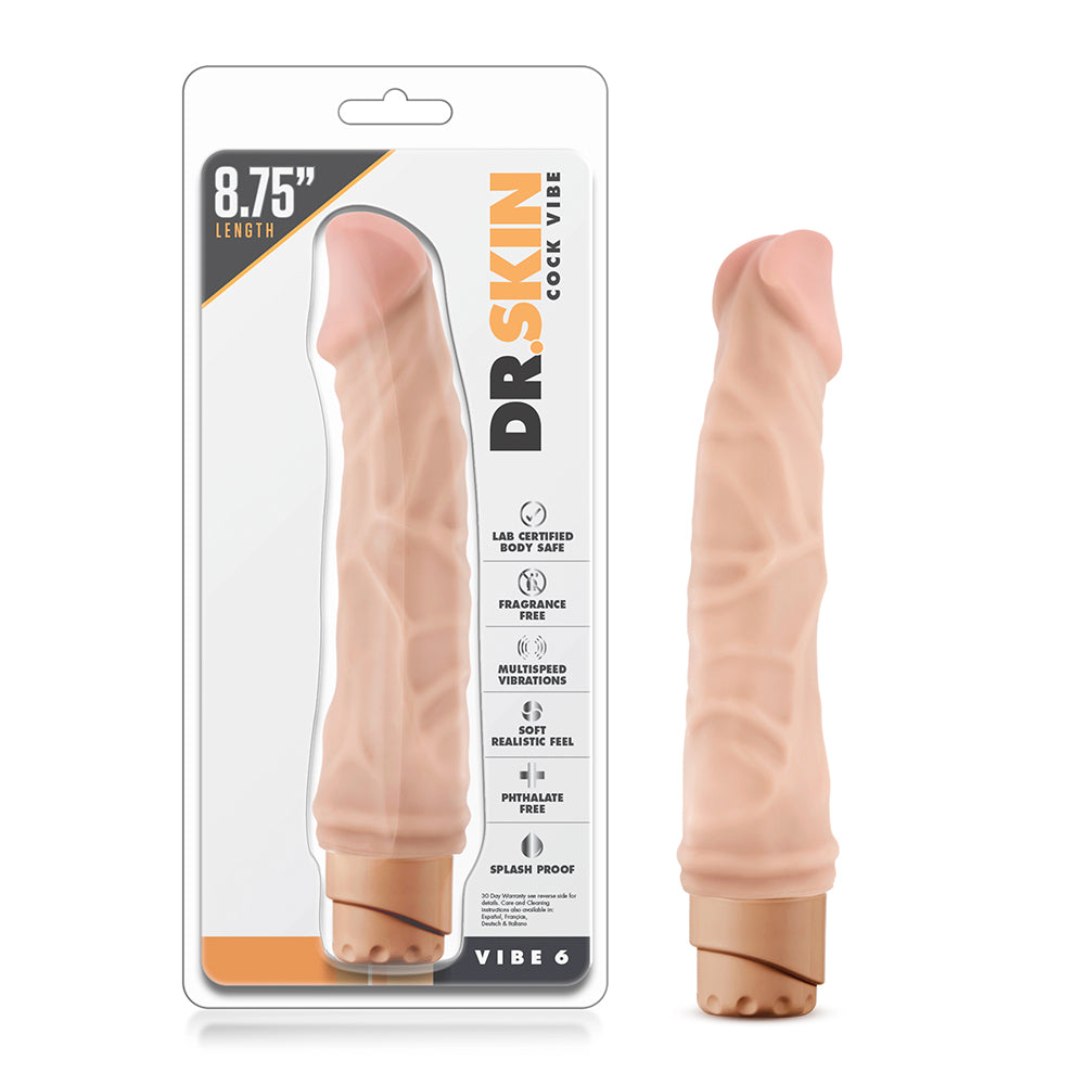 Blush - Dr. Skin Cock Vibe 6 Realistic 8.75 in. Vibrating Dildo Beige - Dildos - PVC