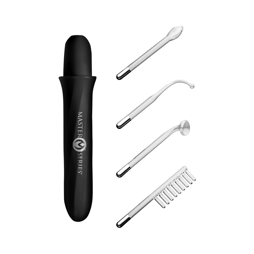 XR Brands - Master Series Elektrawand Rechargeable E-Stim Wand with Attachments Black - Bondage & Fetish Toys