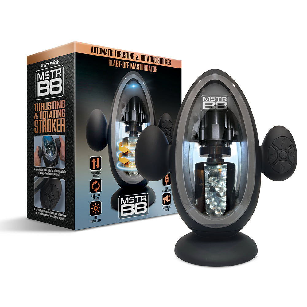 Global Novelties - MSTR B8 Blast Off Automatic Thrusting and Vibrating Stroker - Masturbation Aids for Males