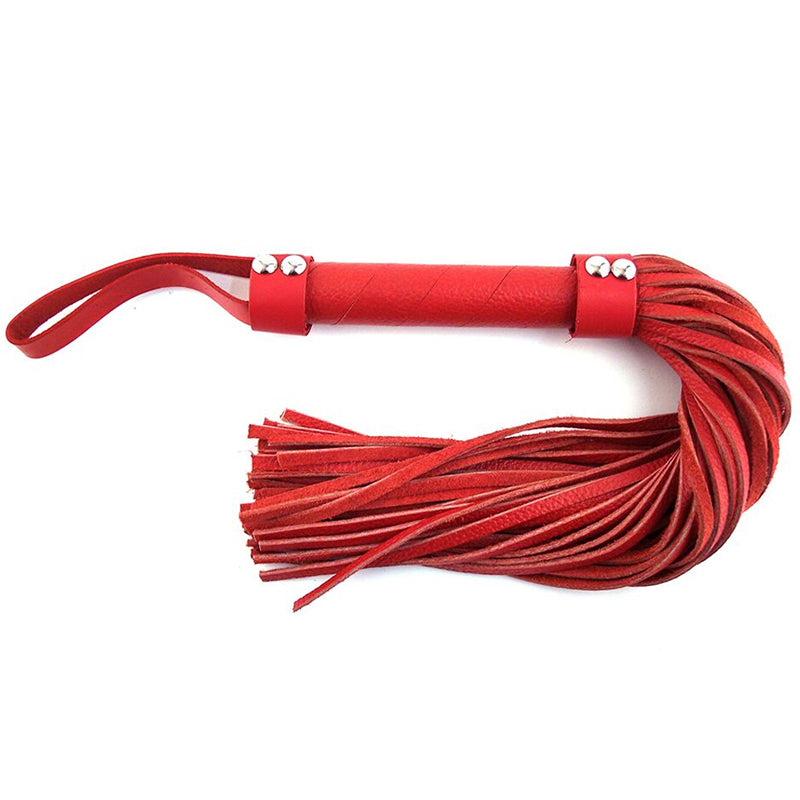 Rouge Garments - Rouge H-Style Leather Flogger Red - Bondage & Fetish Toys - Leather