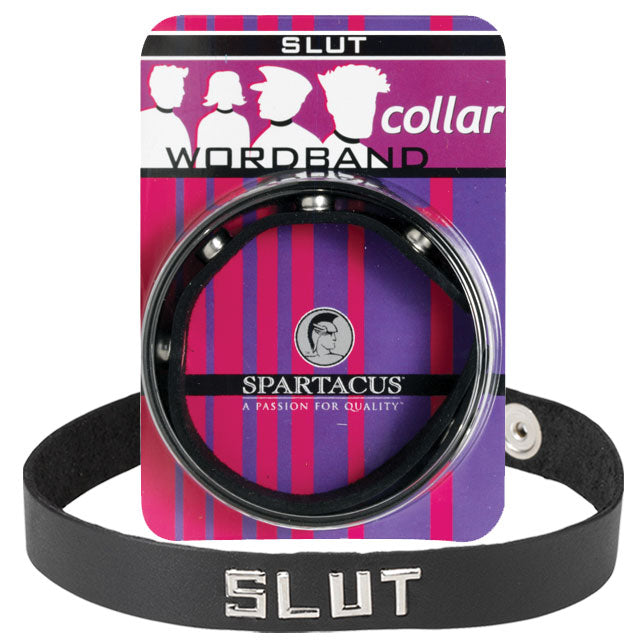 Spartacus - Small Leather Collar (Slut) - Bondage & Fetish Toys - Leather